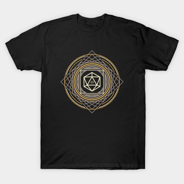 Geometric Circle Magic Polyhedral D20 Dice of The Druid T-Shirt by pixeptional